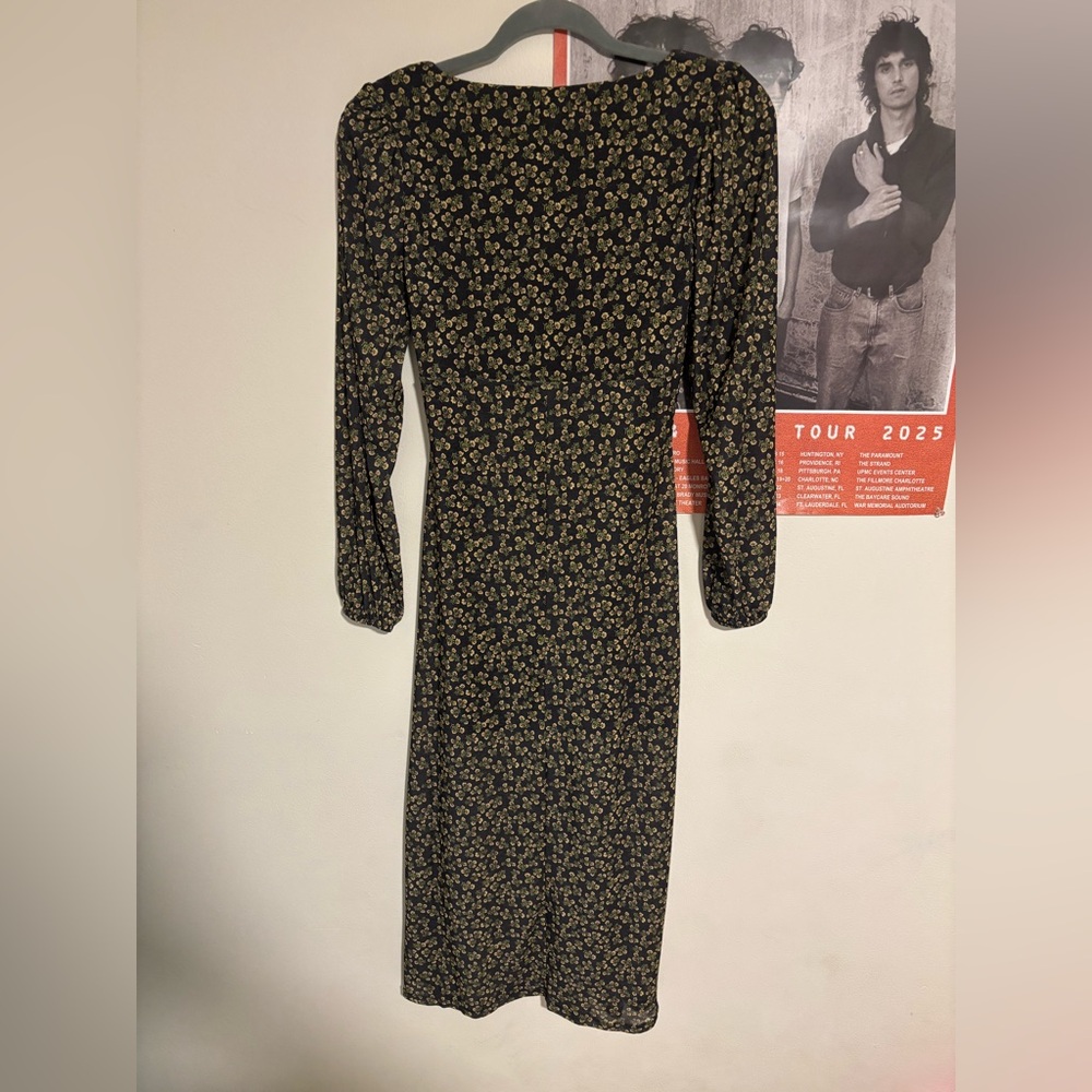 Topshop Black and Green Floral Long Sleeve Dress size 2 - Picture 6 of 8